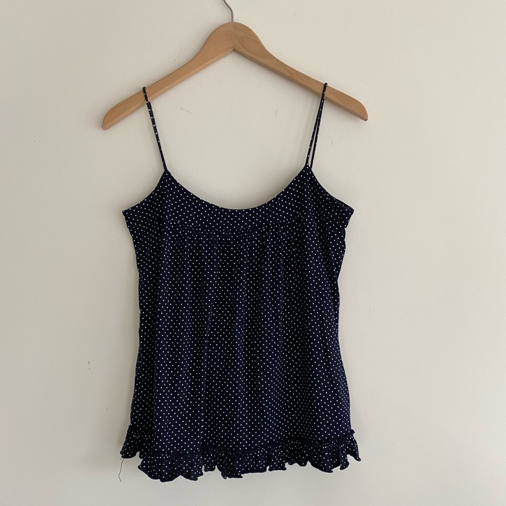 J.Crew Navy Polka Dot Strappy Tank